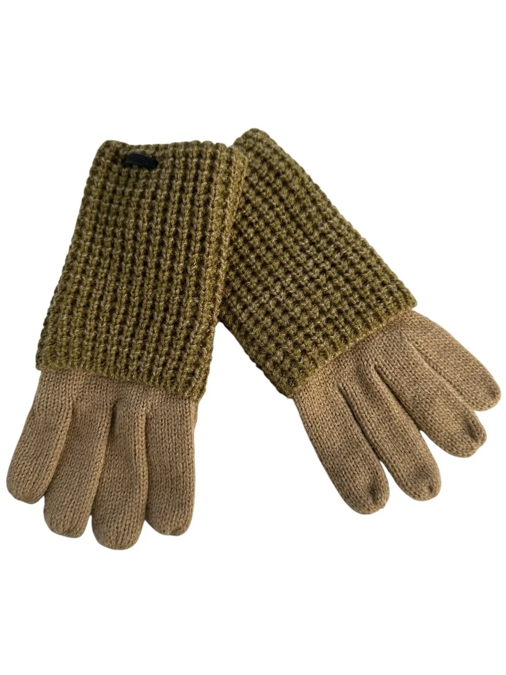 AllSaints Angled Stitch Marled Wool Blend Gloves Khaki Multi NWOT
